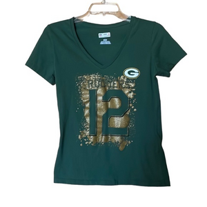 NFL Aaron Rodgers‎ Green Bay Packers Women’s V-Neck Baby Tee Size Medium